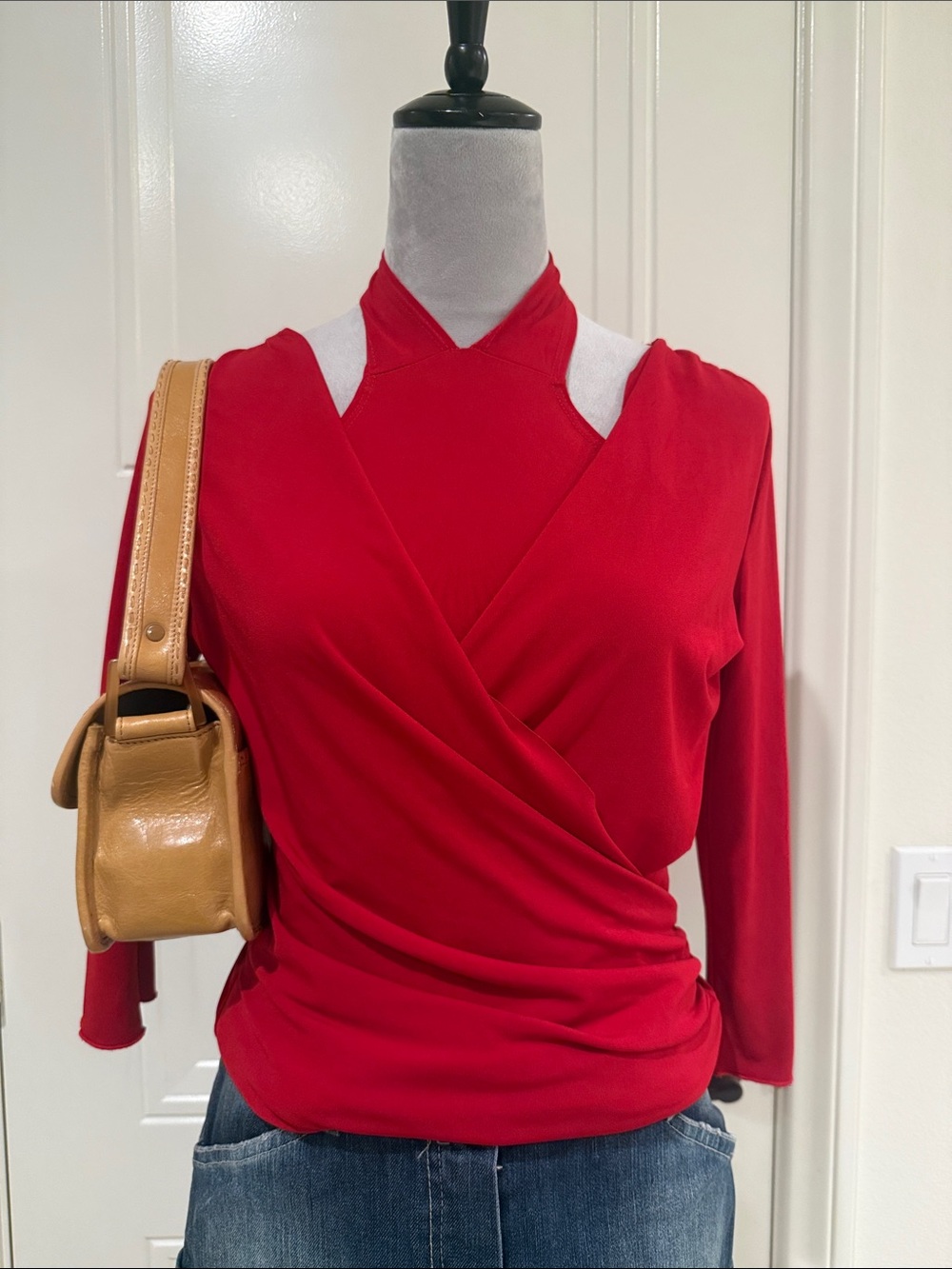 Byer California Red Wrap-Style Long Sleeve Tunic